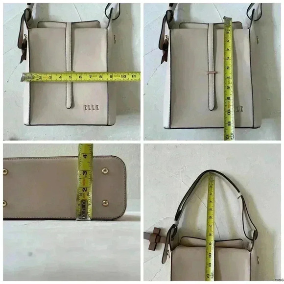 ELLE Shoulder Bag Two Way Crossbody Bag Beige Khaki - Picture 14 of 14